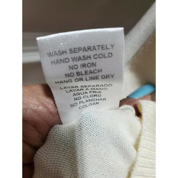 The Sang Women's Ivory Viscose High Neck Long Sleeve Knee Length Dress Size L - Picture 12 of 12